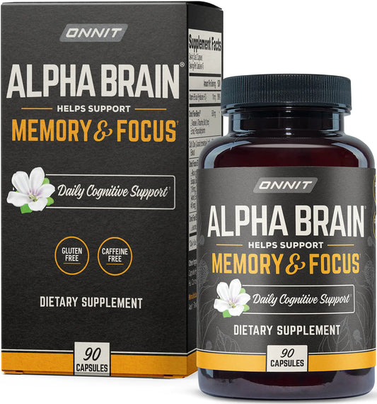 ONNIT Alpha Brain Nootropic Brain Supplement for Men & Women | Memory Mental Clarity & Cognitive Improvement | Focus Capsules with L-Theanine Vitamin B6 & Phosphatidylserine (90 Count)