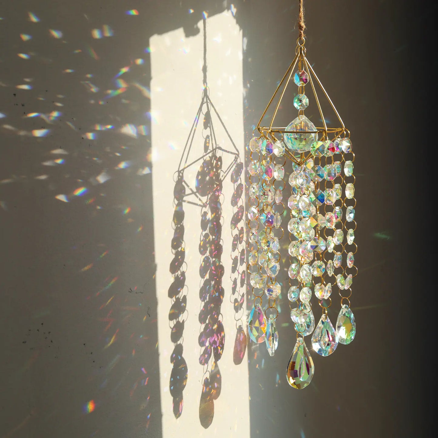 Golden Air Rack Sun Catcher with AB Crystal Pendant