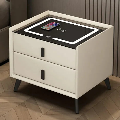 Chic Wood Nightstand with Wireless Charging