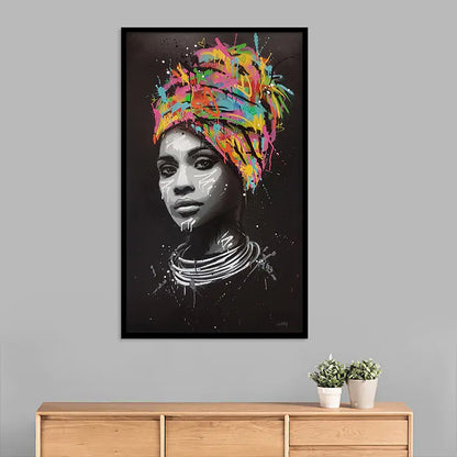 Colorful African Woman Canvas Art with Headscarf