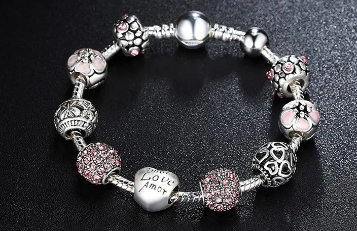 Chic Pink Rhinestone Bracelets (Bulk)
