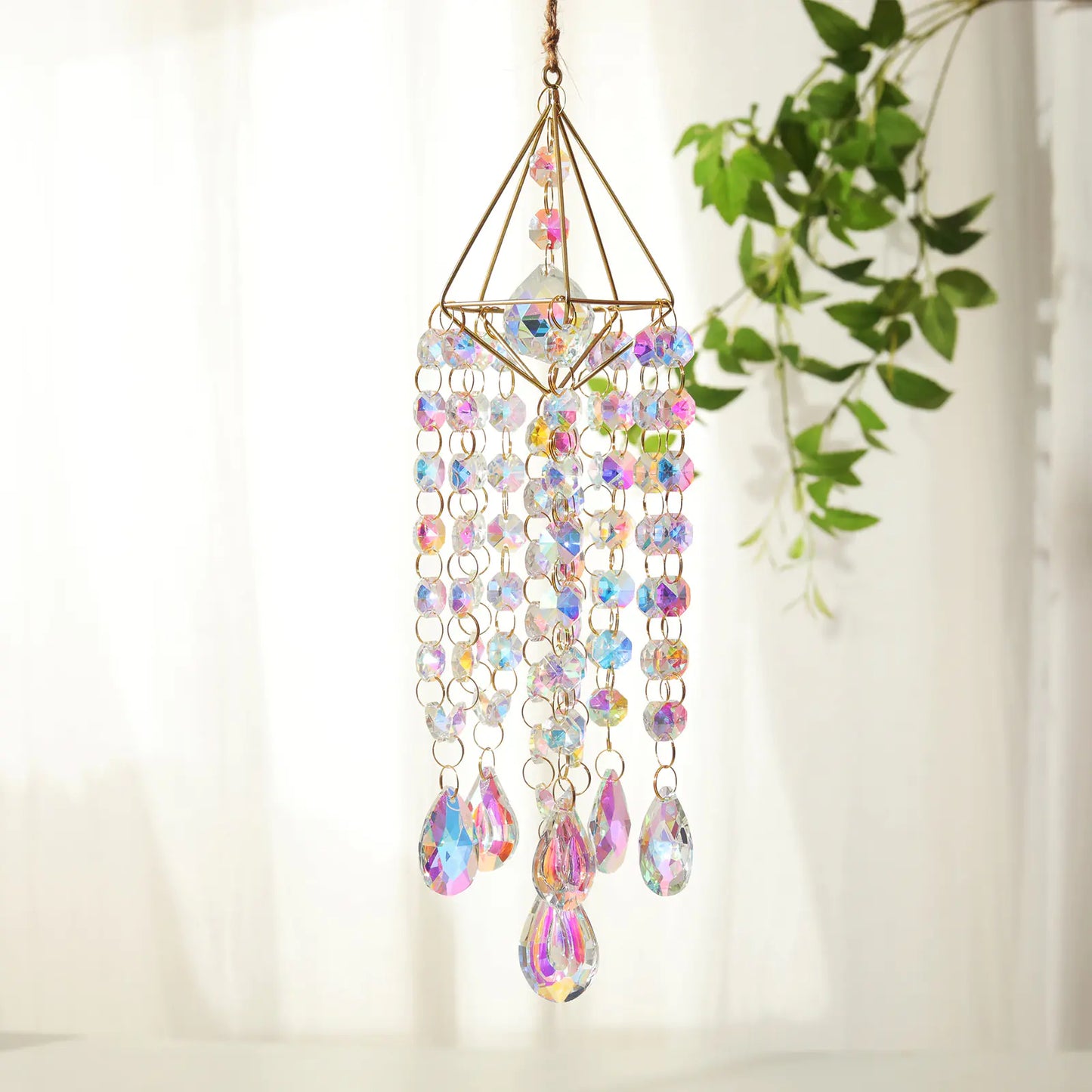 Golden Air Rack Sun Catcher with AB Crystal Pendant