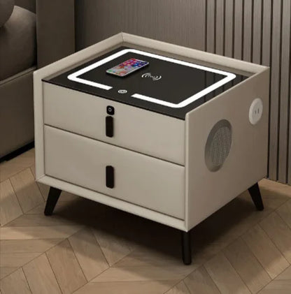 Chic Wood Nightstand with Wireless Charging