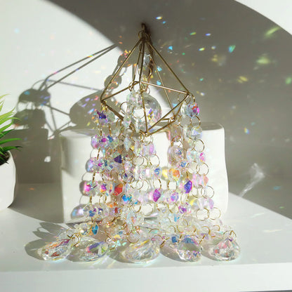 Golden Air Rack Sun Catcher with AB Crystal Pendant