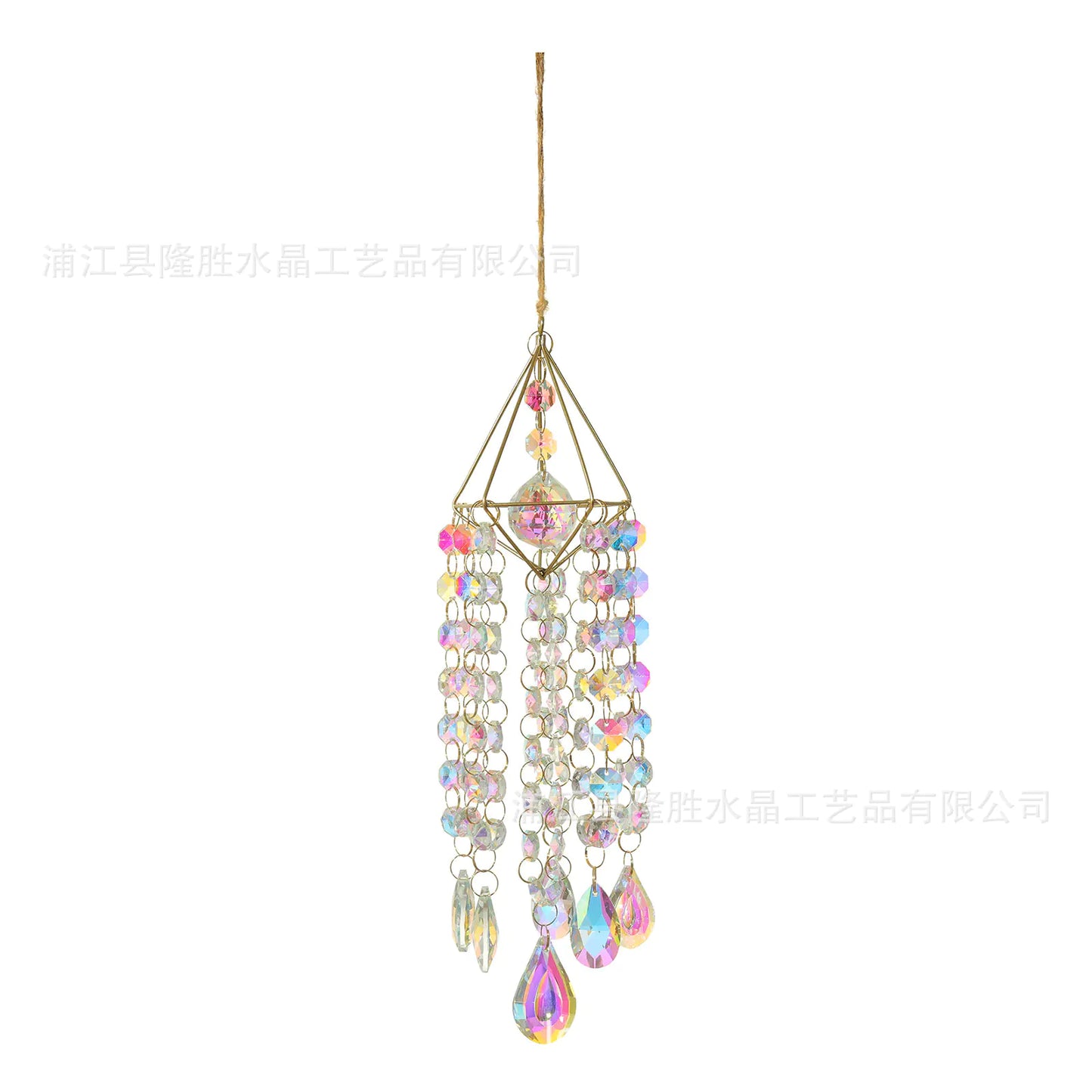 Golden Air Rack Sun Catcher with AB Crystal Pendant